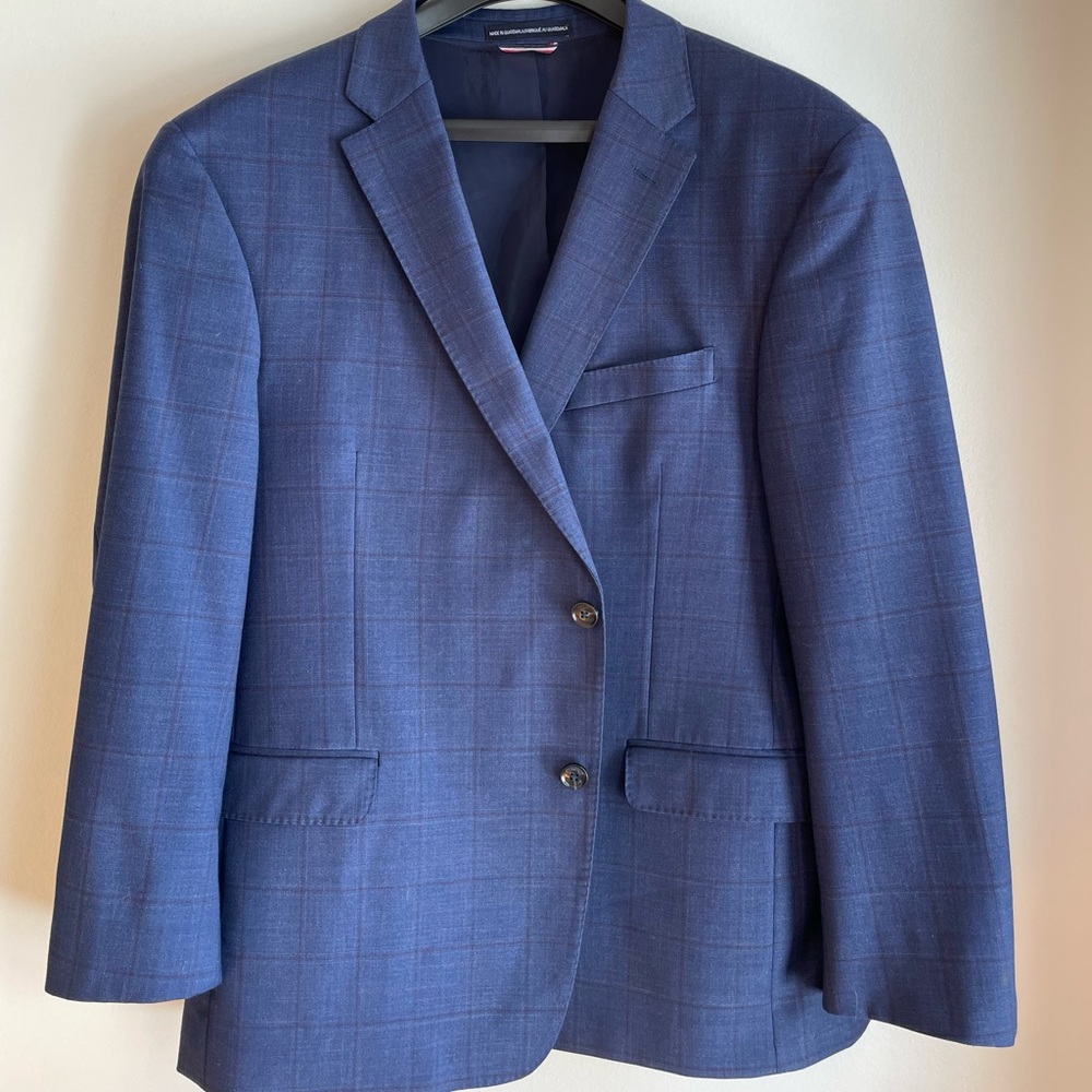 Tommy Hilfiger blue suit.  Coat size 42 Slim and pants 36 x 29.